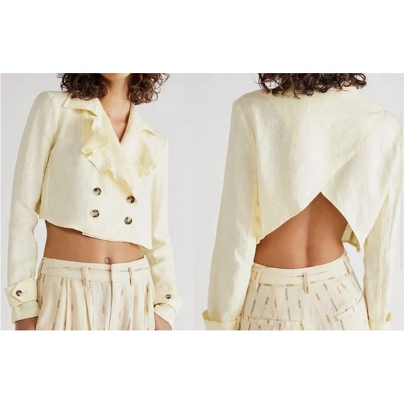 ✨HOST PICK✨ Free People Bennie Crop Blazer Butter Yellow size Medium (NWT) - Picture 4 of 4